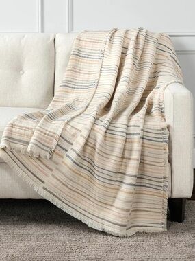 NWT Made in Portugal - Life Comfort Reversible 100% Cotton Gauze Neutral Throw​